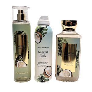 BATH & BODY WORKS WAIKIKI BEACH COCONUT MIST SHOWER GEL SPRAY LOTION SET OF 3
